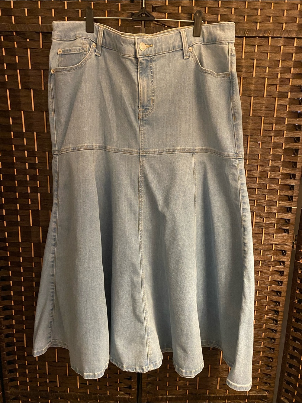 torrid Light Blue Denim Flared Maxi Skirt Size 18
